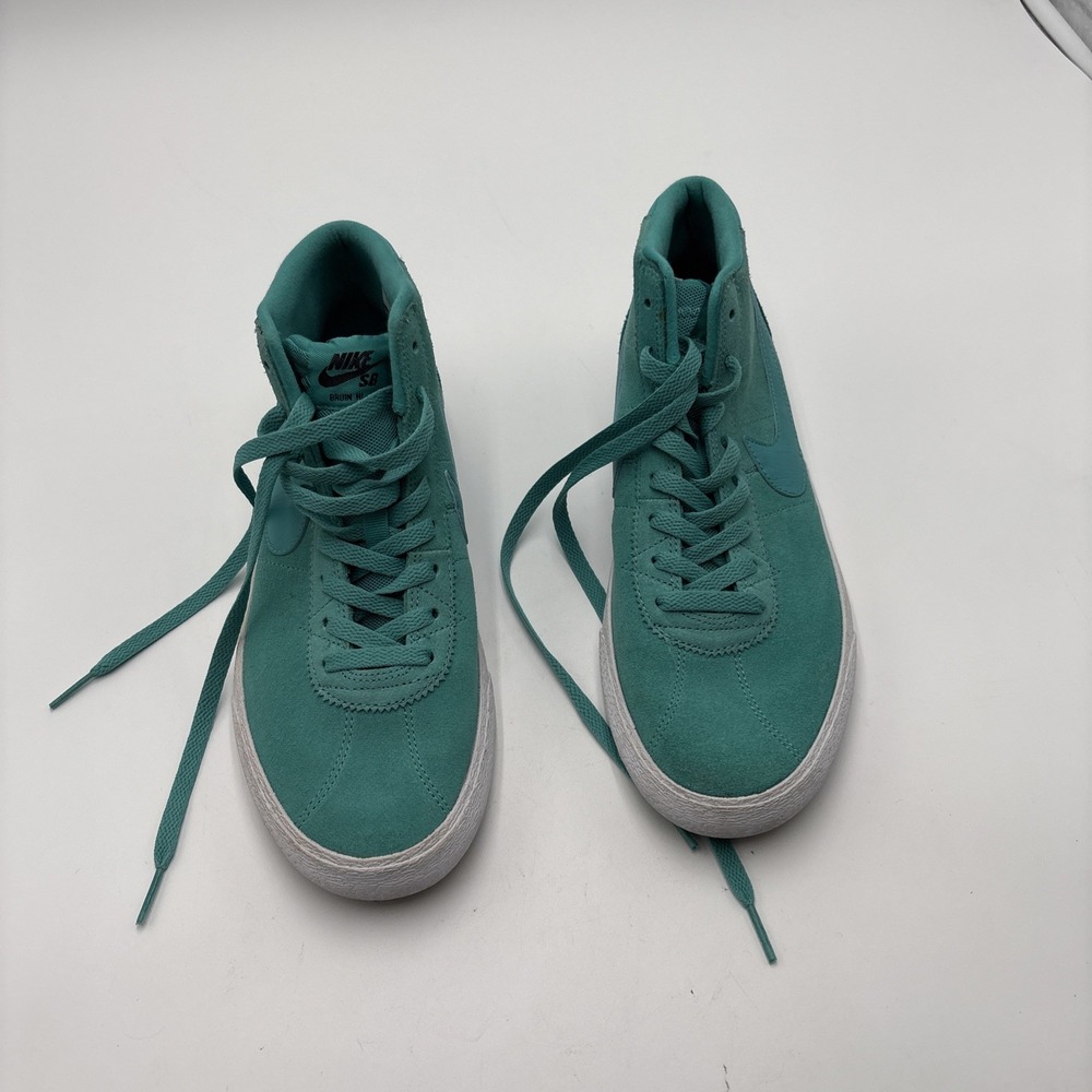 Nike SB Bruin‎ Air Zoom Turquoise Suede Mid Hi Shoes Size 8 Rare Color Preowned